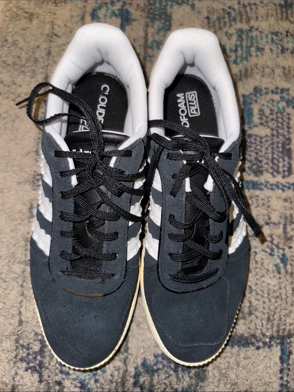 Women’s Breaknet Black and White Adidas Athletic Sneakers - Cloudfoam Plus